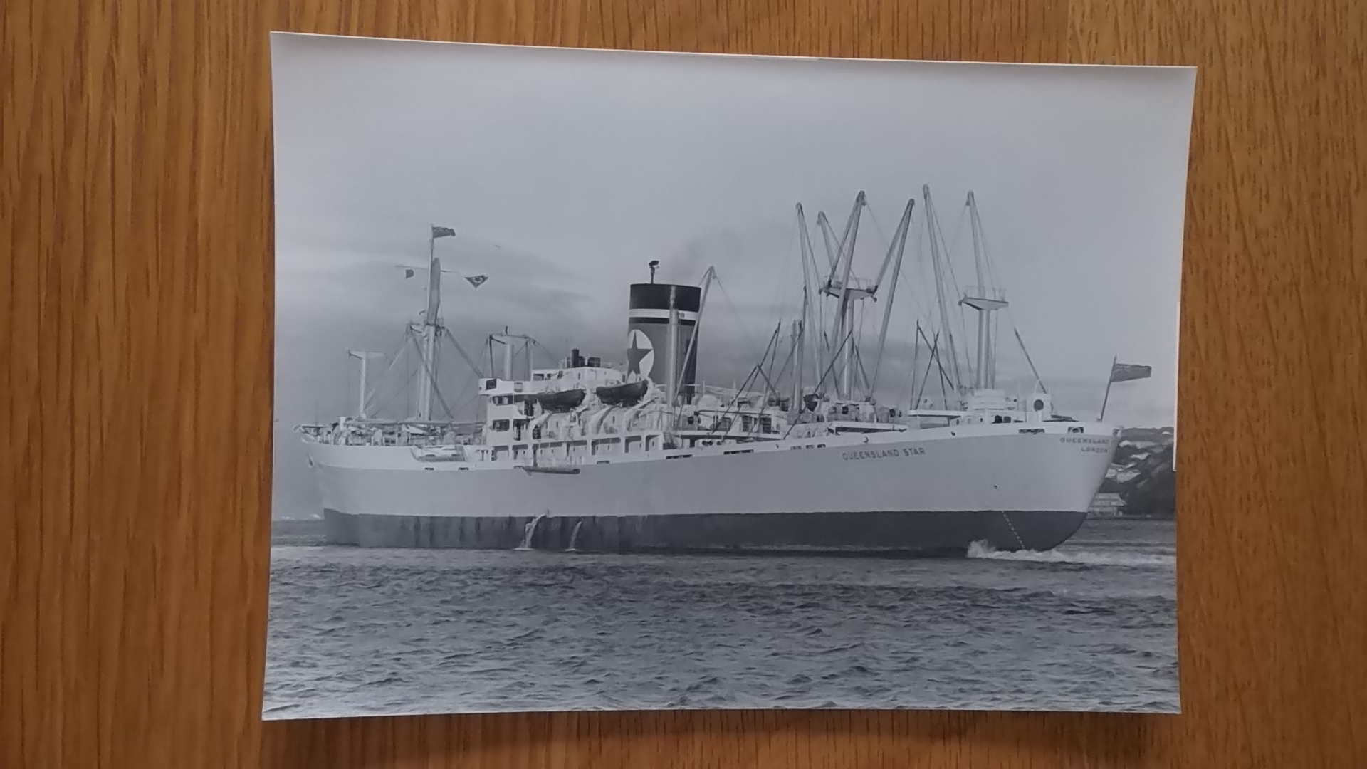 B/W PHOTOGRAPH OF THE VESSEL QUEENSLAND STAR TAKEN EARLY ON IN HER HISTORY